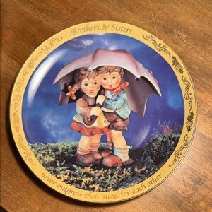 Hummel Decorative Plate with Gold and Blue Accents